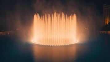 Spectacular Night View of Bellagio Fountains Display in Las Vegas photo