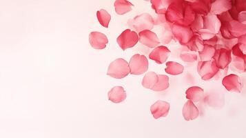 Cherry Blossom Petals Drifting Gracefully Against a Clear Sky, Epitomizing the Elegance and Tranquility of Nature, Perfect for Spring-Themed Designs and Gentle, Soothing Backdrops photo