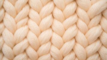 Close Up Texture of Knitted Fabric in Neutral Tones, Cozy and Warm Design Perfect for Winter Fashion and Home Decor Projects, Highlighting Softness and Intricate Patterns in Natural Beige Yarn photo