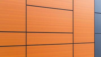 Modern Architectural Facade With Geometric Pattern Featuring Orange Panels and Minimalist Design Emphasizing Contemporary Urban Aesthetics in Horizontal Alignment photo