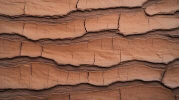 Textured Brown Tree Bark Close Up Showing Natural Patterns and Details for Backgrounds and Nature Inspired Designs Highlighting Organic Material with Horizontal Layered Crevices photo