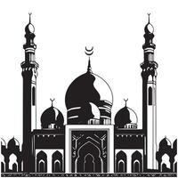 Black and White Icon with Dome and Minarets vector