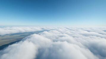 Soaring Above White Clouds in Clear Blue Sky Horizon Aerial View 3D Animation Scenic Landscape Dreamy Skyward Journey Atmosphere Tranquil Vastness Infinite Perspective Tranquility Peace photo