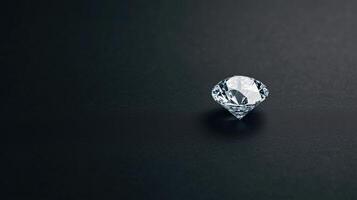Elegant Sparkling Diamond on Black Background Symbolizing Luxury, Purity, and Wealth for High-End Jewelry and Fashion Concepts in Modern and Minimalistic Photography photo