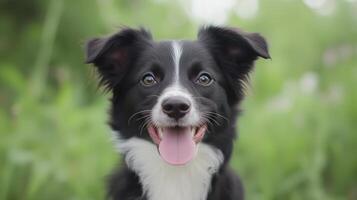 Energetic Puppy Running Towards Camera Celebrating International Dog Day in Vibrant Greenery, Happy and Playful Canine Enjoying Nature, Perfect for Pet Enthusiasts, Focus on Joyful Expression photo