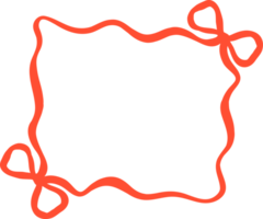 Retro Bow Wavy Ribbon Rectangle Frame Valentine Squiggle Flat Design png