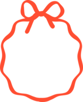 Retro Bow Wavy Ribbon Oval Frame Valentine Squiggle Flat Design png