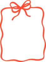 Coquette Retro Bow Wavy Ribbon Vertical Rectangle Frame Valentine Squiggle Flat Design png