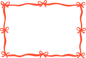 Coquette Bow Wavy Ribbon Horizontal Rectangle Frame Valentine Squiggle Flat Design png