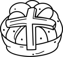 Hand drawn icon of an easter bun vector
