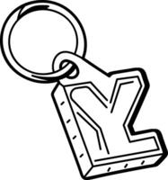 Alphabet keychain icon in doodle style vector