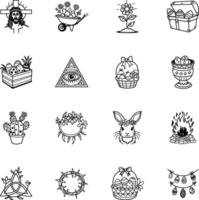 Set of Doodle Style Easter Decorations Icons vector