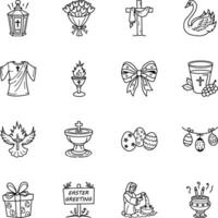 Collection of Religious and Easter Doodle Icons vector