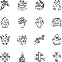 Bundle of Doodle Style Easter Festival Icons vector
