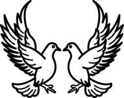 A sketchy icon of dove pair vector