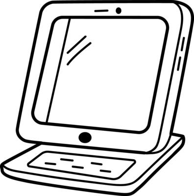 Convertible laptop icon in doodle style