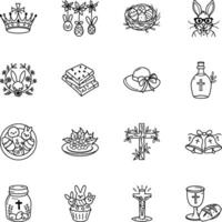 Set of Doodle Style Easter Holidays Icons vector