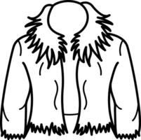 Fur jacket icon in hand drawn style vector