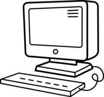 A doodle icon of a desktop computer vector