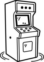 Arcade game machine icon in doodle style vector