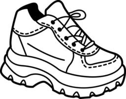 A doodle icon of chunky sneakers vector