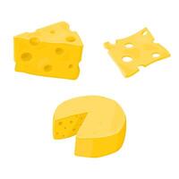 Yellow Cheddar Cheese Icon Set Color Illustration vector