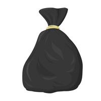 Plastic Trash Garbage Black Bin Sack Color Illustration Icon Design vector