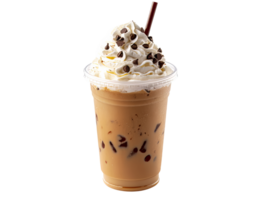 Iced coffee with whipped cream and chocolate png