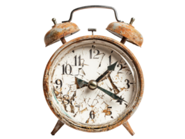 Vintage alarm clock with a rustic design png