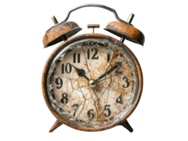 Old rusted alarm clock showing the passage of time png