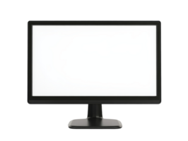 Empty computer screen in a minimal workspace setup png