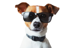 Dog wearing sunglasses enjoys fun summer vibes png