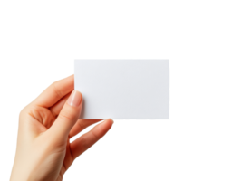Blank card held in hand against white background png