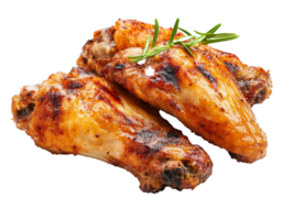Grilled chicken wings with herbs on a plate png
