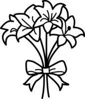 Lily bouquet icon in sketchy style vector