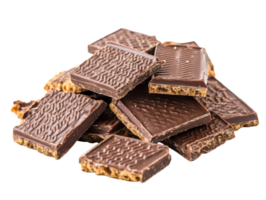 Stacked chocolate wafers on display png
