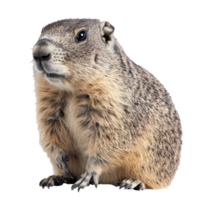 Groundhog resting quietly with curious expression png