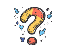 Question mark with colorful design and arrows png