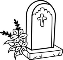 A doodle icon of christian tombstone vector