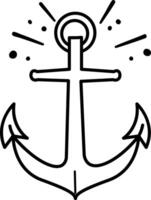 A hand drawn icon of holy anchor vector