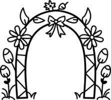 Decorative arch icon in sketchy style vector