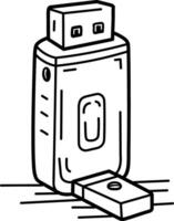 Usb icon in hand drawn style vector
