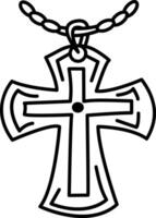 Cross necklace icon in sketchy style vector