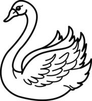 A hand drawn icon of a swan bird vector