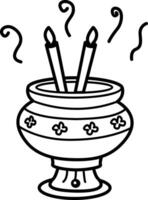 Incense burner icon in hand drawn style vector