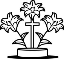 A hand drawn icon of lily flowers vector