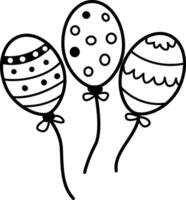 Easter balloons icon in hand drawn style vector