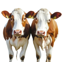Cows standing side by side in a bright setting png
