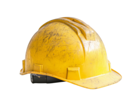 Worn yellow hard hat on a white background png