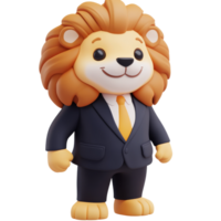 Cartoon lion character in business suit with tie png